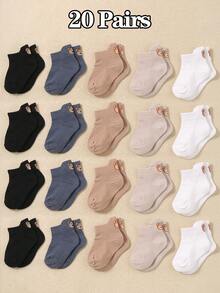 20/10/5 双装柔软婴儿短袜，可爱小熊图案，男女宝宝通用，不易脱落，舒适弹力透气，适合0-36个月宝宝日常穿着，春夏四季皆宜，婴儿袜，幼儿袜，短袜，小熊袜，不易脱落袜，圣诞礼物，新年礼物，婴儿必备套装 - 彩色 - 查看 19