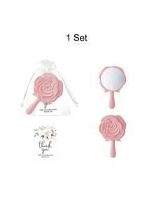 1/6set Rose Design Mirror Plastic Makeup Mirror, Banquet Souvenir Bridal Gift, Bridesmaid Thank-You Card, Yarn Bag, Wedding Party Gift, Bridesmaid And Wedding Party Supplies, Valentine's Day, Bridal Shower Gift Set, Bridal Gift Elegant Design Fashionable Small Gift Durable Small Mirror, Ramadan, Eid Al-Fitr Distribution, Bath Robe Rain Coat, Wall Art