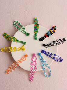 10Pcs/Lot Fashion Artistic Elegant Sweet Colorful Small Flowers Rice Bead Women Men Bracelets Candy Color Bohemian Countryside Styles Casual Party Gifts For Friends Daily Wearing Accessories