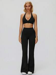 MASKERT Leggings elásticos para mujer para deportes, pantalones de yoga suaves y cómodos, perfectos para correr, hacer ejercicio, estar en casa y desplazarse - Negro - Ver 7