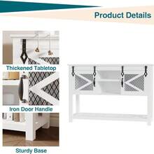 Barn-Style Sliding Door Entryway Table - Rustic Industrial, 46 Inches With Storage, Open Shelf And 2 Cabinets | Sofa, Hallway, Console - White - View 5