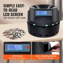 USD Coin Counter & Coin Sorters With LCD Display, Coin Sorter Machine For USD Coin 1￠ 5￠ 10￠ 25￠ $1, Sorts Up To 300 Coins/Min, Change Counter Holds 2000 Coins Included 5 Coin Bins & 5 Tubes - 300 Coins/min - View 4