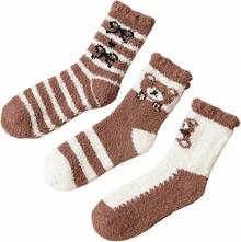 1/2/3 pares de calcetines térmicos esponjosos para mujer, para invierno, nieve, color cálido, calcetines para dormir en el piso - 3 pares. - Ver 13