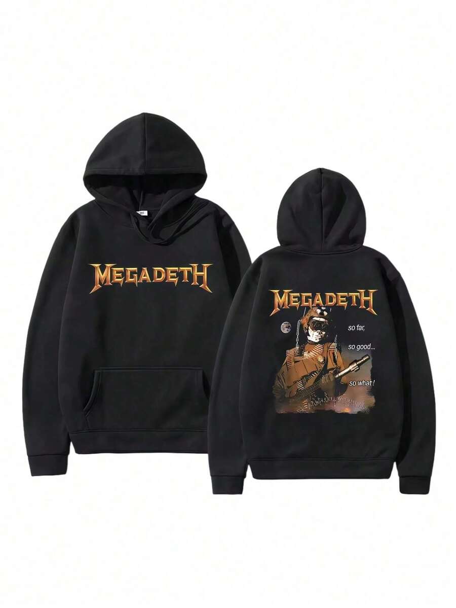 2024 Winter Oversized Essential Men Megadeths 'Hi-Con Vic' (Black) Hoodies Women Thermal Sweatshirt Ladies Long Sleeves Unisex (2) - màu đen - Xem 1