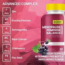 Menopause & Vitamins Gummies, Grapefruit Flavor, Helps Alleviate Hot Flashes, Night Sweats, & Mood Swings | Formula With Ashwagandha, Evening Primrose, Black Cohosh & Chasteberry - 60 Gummies, 30-Day Supply - Three bottles - The best option - 查看 4