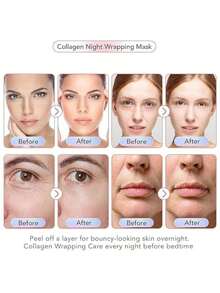 Korean Glass Skin Hydrolyzed Bio-Collagen Overnight Wrapping Peel-Off Hydrogel Mask For Women - Deep Hydrating, Firming & Elasticity, Reduces Sagging & Dullness, Anti-Aging For Radiant Glowing Skin (1 Tube X 75ml / 2.53 Fl.Oz) - 粉紅色(1瓶) - 查看 5