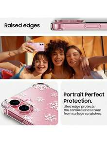 Winter Apple Snowy 1pc Clear Air Cushion Christmas Snowflake Phone Case Compatible With IPhone17/17air/17pro/17promax 16 Pro Max/16/16 Pro/15 Pro Max/15 Pro/15/14 Pro Max/14 Pro/14/13 Pro/13/12 Pro/12/11, Anti-Drop. Also Fits. - Clear - View 5