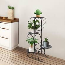 WOBENFOG 4-Tier Metal Flower Plant Stand, Indoor Outdoor Plant Shelf Display,  Flower Pot Holder Stand For Patio Garden, Living Room, Corner Balcony, Bedroom, Office - màu đen - Xem 10