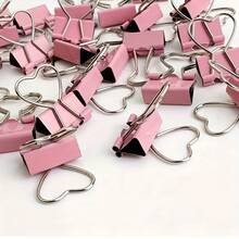 10 Pink Heart-Shaped Binder Clips For Paper, Notes, Photos, And Document Organization - Office, Home, School, And Craft Accessories - Bìa hồ sơ - 10 cái - Xem 1