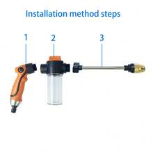 Pistola de agua de alta presión multifuncional, adecuada para lavar autos y jardinería - Boquilla ajustable, material de plástico duradero, compatible - Naranja - Ver 2