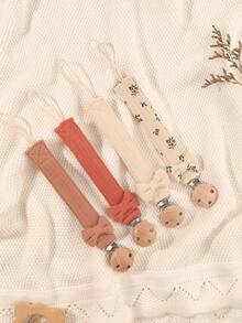 4pcs Pacifier Clips, Fashion Bow Pacifier Chains In Pink, Purple, Brown, Apricot, Suitable For Boys And Girls Daily Use, Travel, Home