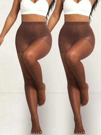 2 Pairs Of 20D Elegant And Sexy Pantyhose For Women , Coffee-Brown Transparent Stockings, Comfortable And Fitting, Suitable For Daily Use And Dinner Parties, Hand Wash/Not Dry-Clean, High-Quality Texture, Durable And Long-Lasting, Cozy