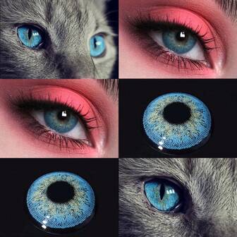 1 par de lentes de contacto blandos azules de 14.0mm de MESIRU, aptos para uso diario. Lentes cosméticos desechables anuales, adecuados para el verano