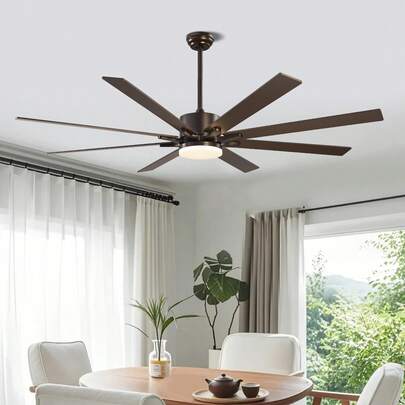 72 In Or 84 In Ceiling Fan With Light, 6-Speed Remote Control, Dimmable 3-Color Temperature, Reversible DC Motor, Modern Low Profile Flush Mount Fan For Bedroom, Living Room, Indoor/Outdoor Use, Coffee Or Black Or Brushed Nickel