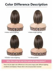 10 Inch Brown Ombre Short Wavy Wig, Dark Roots, Heat Resistant Synthetic Wig, Suitable For Women's Daily Wear, School, Music Festivals, Also Can Be Used As Graduation Or Holiday Gift, Exquisite Accessory - Brown - View 9