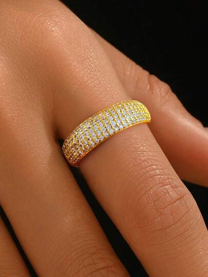 1pc 925 Sterling Silver Sparkling Diamond Ring, Women's Daily Commute Decorative Ring, Party Accessory, High-Quality Women's Ring, Exquisite Jewelry Gift