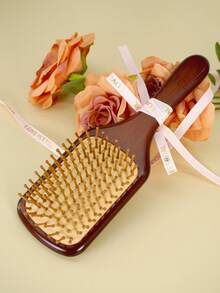 Personalized Wooden Hair Brush With Customizable Back - Add Any Text, Name, Or Message You Want | Unique "Eternal Charm" Design, Perfect For Gifting, Bridal Use, Or Daily Styling | Exclusive Custom-Made Edition Now Available - Mocha Brown - View 2