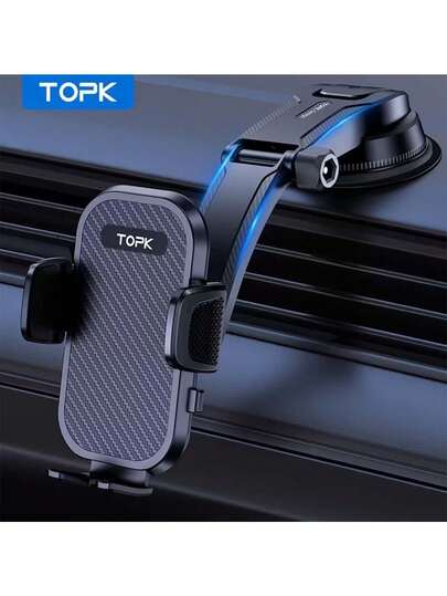 TOPK Upgraded Car Dashboard Phone Holder, Adjustable Phone Stand Suitable For All Car Models, Supports Landscape & Portrait Mode, Multi-Functional Navigation Phone Holder