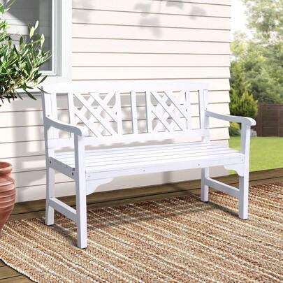 Outdoor Garden Bench Seat, 102cm Length Wooden Benches Relax Lounge Chair Dining Chairs Lounger Park Patio Porch B...