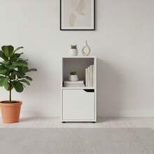 KIWI Modular Wooden Cube Shelving Unit In Various Sizes And Configurations (2 To 9 Compartments), Versatile Bookshelf For Books, Storage And Decoration, Various Colors Available - WHITE - 2 Compartments + 1 Door | 30*29*61cm - View 5