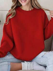 2026 Long Sleeve Tops Women1Pc Women's Funny Christmas Sweatshirt "Probably Gonna Jingle Some Of The Way" With Colorful Lights & Slogan - Red Crewneck Long Sleeve Winter Sweater, Cozy Holiday Party Fit, Xmas Gift Idea For Casual Wear Suitable For Wearing In All SeasonsLoose And Comfortablesudaderas Para Mujer Parke Sweatshirt - 紅色 - 查看 4