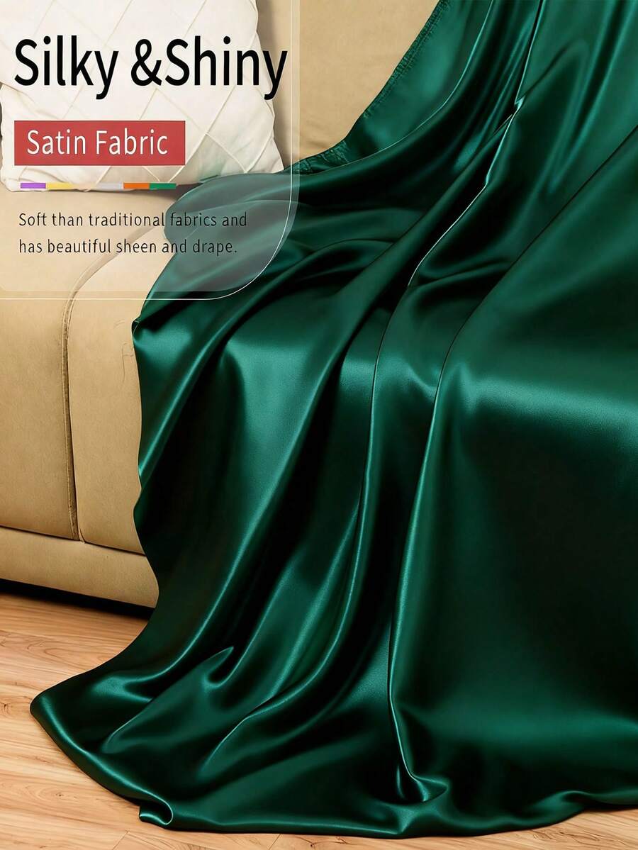 1pc Soft, Lustrous Satin Fabric, Suitable For DIY Crafts, Sewing, Home Decor, Sleepwear, Lining, Eye Mask, Dresses - Dark Green - View 1