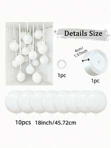 10个18英寸深绿色4D气球，配有深绿色涤纶丝带和保护纸，便携式，适用于房间装饰、派对装饰、婚礼装饰、家庭聚会。 - 白色 - 查看 4