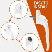 2 UPVC Window Handles - White Espag Handle, Shaft Length 43mm, Including Key, Universal Indoor And Outdoor UPVC Window - White - View 5
