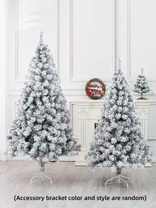 MEHELANY 1Pc White Snowflake Christmas Tree, Artificial Christmas Pine Tree Plastic Artificial Tree, Christmas Fir Tree White Fake Artficial Plant Holiday Decorations With Stand Easy Assembly For Indoor Outdoor Decor, Flocked Green, For Indoor Desktop, Party, Wedding Scene Event Site Decoration, Xmas Gift New Year Party Decoration(5.9FT/4.92FT/3.94FT/2.95FT/1.97FT/1.47FT)