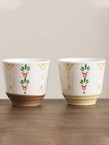 1 pieza Taza de café saudí de cerámica de 180ml, taza de agua creativa de Ramadán, taza de té, taza de latte manual, regalo del Día del Padre, regalo del Día de la Madre, regalo para amigos, regalo festivo para colegas, 7 estilos disponibles - Multicolor - Ver 1