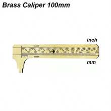 1件黄铜滑动式游标卡尺测量工具双刻度毫米/英寸黄铜游标卡尺毫米/英寸游标卡尺