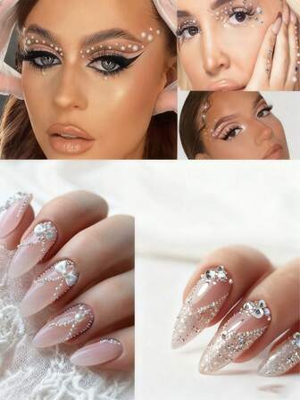 12 Compartments Nail Rhinestones , 3D Nail Art Glass Crystals AB+ Clear Nail Stones Faux Pearl Crystals 3D Glamour Gemstone Nail Multi-Shape 3D Nail Rhinestones Suitable For Nail Art & DIY Decoration 1 Box Nail Rhinestones Flat Bottom Rhinestones Faux Pearl Nail Jewellery Suitable For Acrylic Nails Crystal Nail Supplies Semi-Circle Design Nail Gemstones