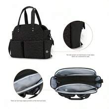 Quilted Shoulder Diagonal Crossbody Diaper Bag, Multi-Functional Waterproof Maternity Bag For Baby Travel, Insulated Bottle Holder, Stroller Bag - Multicolor - View 11