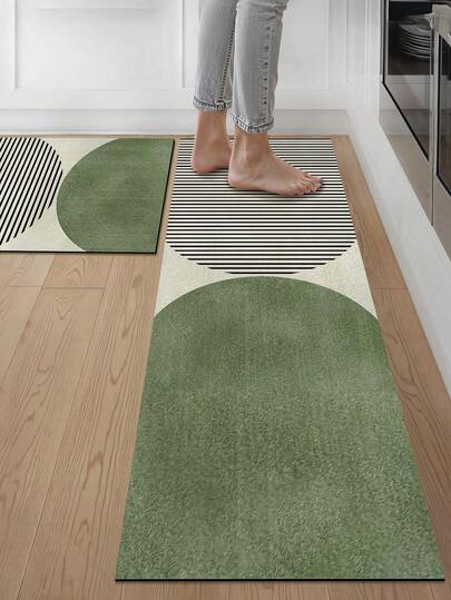 1pc Rubber Material Kitchen Long Runner Rug, Colorful Geometric Print Pattern, Nordic Luxury Style Kitchen Mat, Long Runner Rug For Laundry Room, Thick Fabric With Foot Feel, Easy Care Machine Washable, Practical Entryway Doormat Home Decor, Suitable For Dining Room, Kitchen, Laundry Room, Indoor Entrance, Autumn/Winter Gift