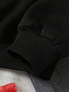 Chaqueta Con Capucha De Contraste Ángel Y Diablo Alado - Sudadera Gráfica Negra Y Blanca Con Bolsillos, Poliéster Ligero De Secado Rápido, Casual Para Otoño/Invierno Al Aire Libre, Regalo A Juego Para Parejas, Moda Avanzada, Ropa Temática De Pareja, Material Cómodo, Para Adultos - Negro/Mujer - Ver 4