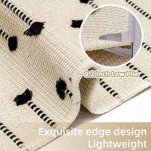 Tritard - Alfombra bohemia para pasillo de 2 x 6 pulgadas lavable con borla alfombra ligera tejida de algodón azteca para interiores de pelo bajo para entrada lavandería baño crema beige - Beige1 - Ver 6
