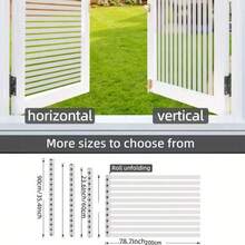 1卷自粘式隐私窗膜，静电吸附 - 垂直/水平百叶窗图案磨砂玻璃贴膜，无需胶水，安装简便，适用于家庭和办公室，是镜子、淋浴门、玻璃墙等隐私隔断的理想选择（提供垂直/水平两种选择）