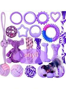 2/4/6/9pcs Purple Small Dog Toy Set, Dog Chew Toys, Cotton Rope Toys, Interactive Toys With Owner, Cute Interactive Dog Balls Suitable For Small Dogs, Small Dog Chew Toys. Cute Dog Interactive Games - Multicolor - View 13