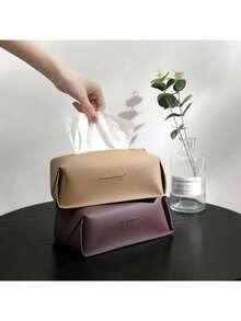 حامل علبة المناديل الجلدية، يتم تركيبه على الحائط بدون حفر، ديكور فاخر للغرفة المعيشية والمطبخ والسيارة، خفيف الوزن