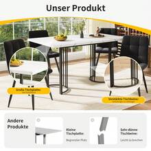 Telescopic Dining Table (140-179.5 X 80 Cm), Extendable Table, Space-Saving Kitchen Table, Metal Frame, Rectangular Table For Dining Room/Living Room, White/Black - White - View 8