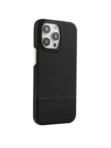 1件装奢华皮革拼接手机壳，兼容 17 AIR 16 15 14 13 12 Pro Max Plus，软质后盖，商务风格 - 黑色 - 查看 6