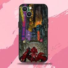 Coque de téléphone en silicone noir souple compatible avec l'anime AKIRA Motorcycle des années 90, compatible avec iPhone 16, 15, 14, 13, 12, 11 Plus, Pro Max, XS, X, XR, SE, Mini, 8, 7, compatible également avec 17 Pro Max, 17 Pro, 17 - z7 - Voir 13