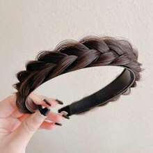 1pc Women's Elegant And Fashionable Fishbone Braided Headband, Simple Non-Slip Solid Color Hair Accessory, Ideal Choice For Parties And Festive Vacations In Spring And Summer, Wig Accessories - Multicolor - View 4