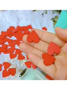 100pcs Red Wooden Heart Decoration, Romantic Valentine's Day And Wedding Decoration, DIY Holiday Decoration, Suitable For Parties And Celebrations, Romantic Atmosphere - Elegant Heart-Shaped Decoration - Wooden Heart Craft, Table Centerpiece. - Multicolor - View 6