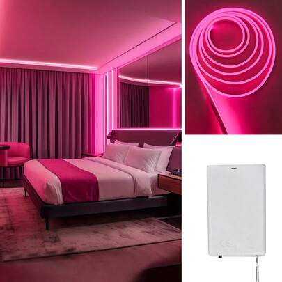 Đèn neon LED màu hồng, chạy bằng pin, thích hợp cho đám cưới, phòng công chúa, trang trí phòng ngủ, chiếu sáng tiệc tùng, biển hiệu neon, cần pin AA (không bao gồm).