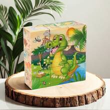 6-Sided Wooden Cube Puzzle, 9pcs Cubes With Ocean Animal Theme, Children's Educational Toy To Develop Focus, Categorization And Logical Thinking Skills, Great Gift Idea - Multicolor - View 8