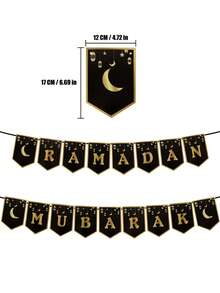 1pc Eid Party Banner, Home Decor Holiday Decoration Star & Moon Banner, Middle Eastern Festival Letter Colorful Flag, Mainly Physical Goods - Multicolor - View 11