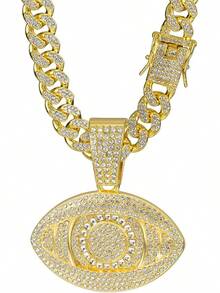 Men's Shiny Cuban Chain Necklace, Miami Style Silver Plated Gold Plated Shiny Necklace, Hop Necklace - 邪惡之眼-金色 - 查看 4