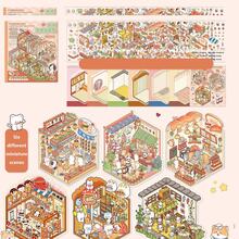 3D Stereoscopic Scene Sticker Set, Cute Pet DIY Decorative Stickers, Cartoon House Building Landscape Stickers, Children's Scrapbook Craft Supplies, Suitable For Boys And Girls - Multicolor - View 11