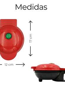 Waflera Eléctrica Redonda Antiadherente Para Mini Waffles - Rojo - Ver 4